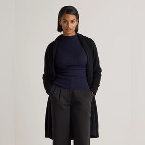 Quince 100% Mongolian Cashmere Black Duster Long Cardigan Sweater S